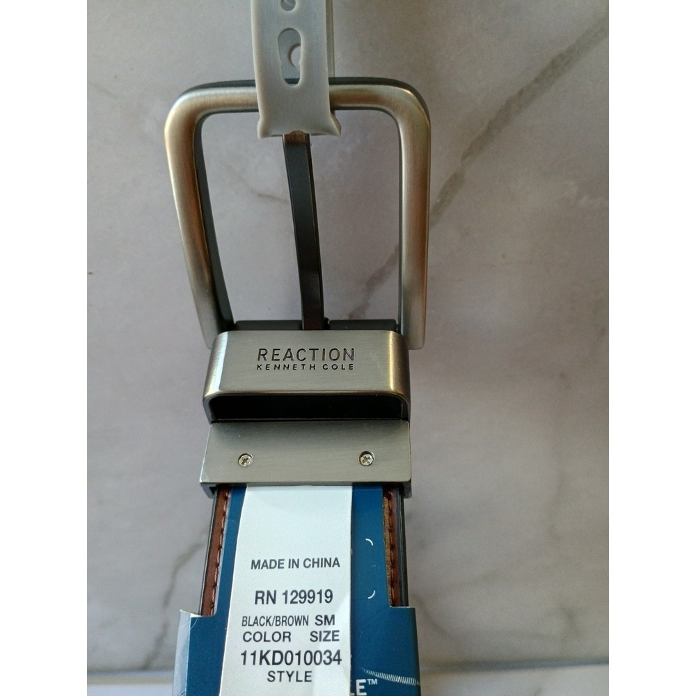 NWT Kenneth Cole Men's‎ Reversible Leather Belt Brown/Black Small 1.5" Stretch